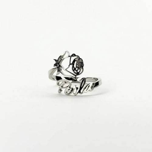 Anillo con nombre y flor de nacimiento - Moroveta