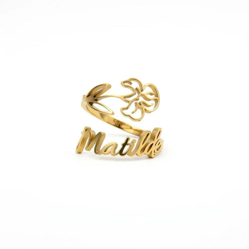 Anillo con nombre y flor de nacimiento - Moroveta