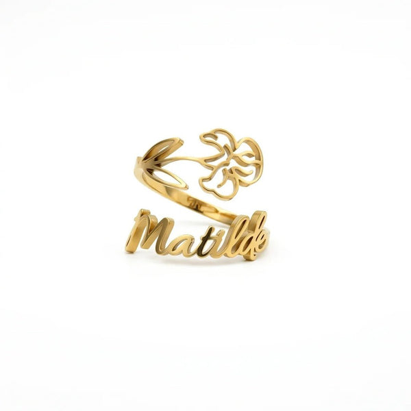 Anillo con nombre y flor de nacimiento - Moroveta