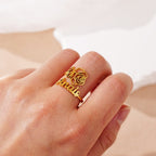 Anillo con nombre y flor de nacimiento - Moroveta