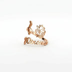 Anillo con nombre y flor de nacimiento - Moroveta