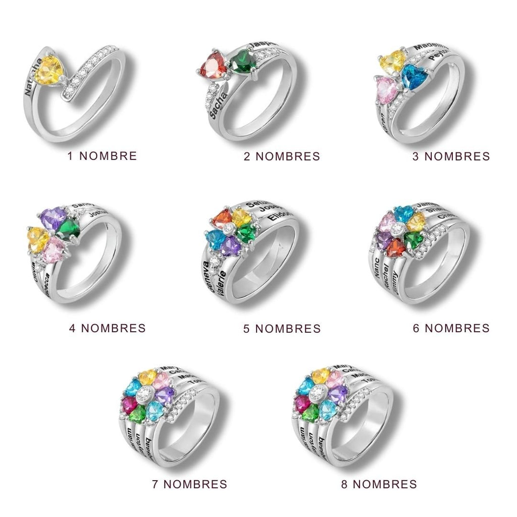 Anillo con nombres y piedras de nacimiento - Moroveta
