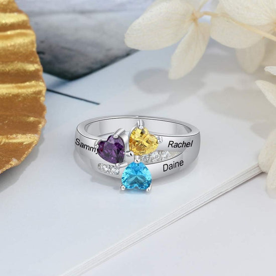 Anillo con nombres y piedras de nacimiento - Moroveta