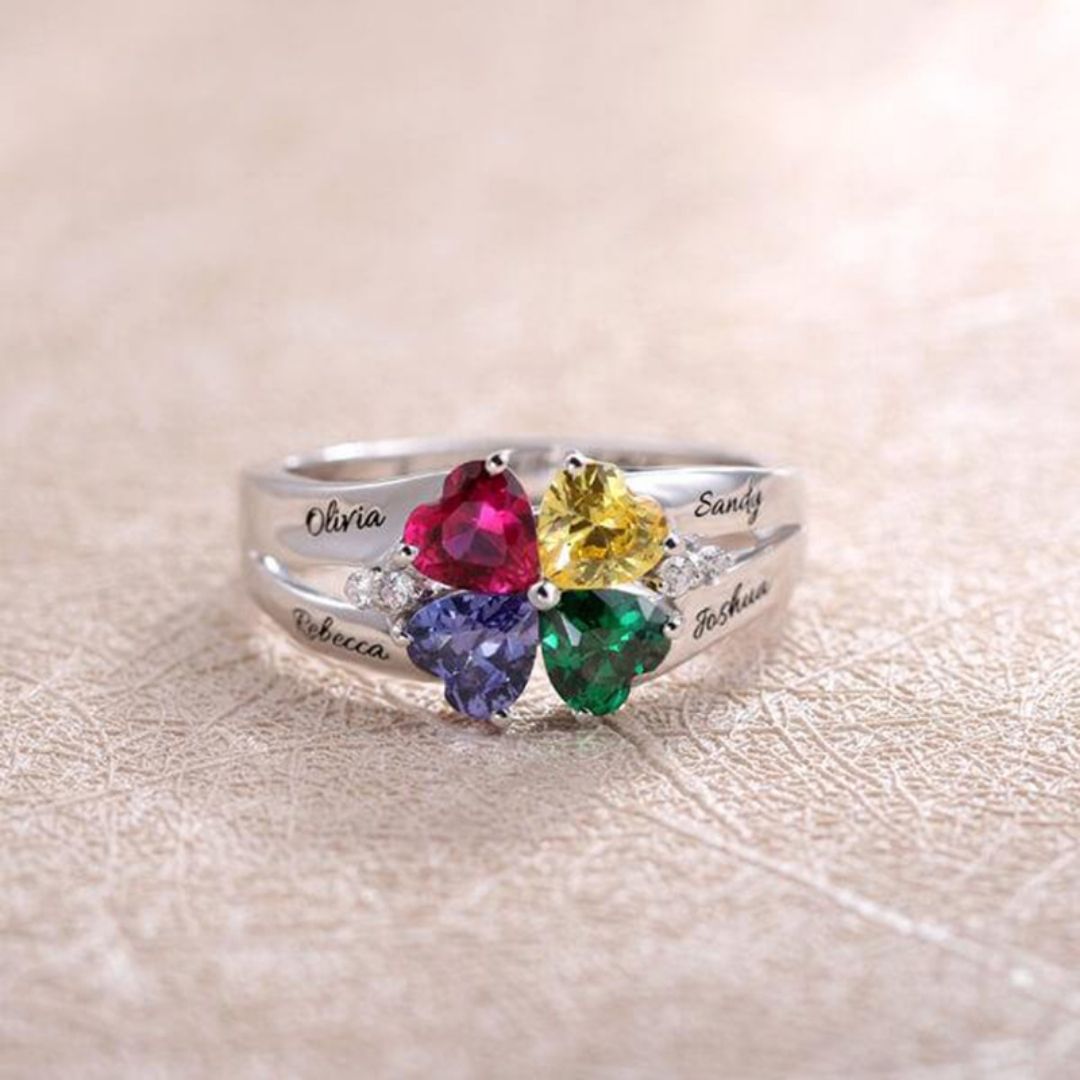 Anillo con nombres y piedras de nacimiento - Moroveta