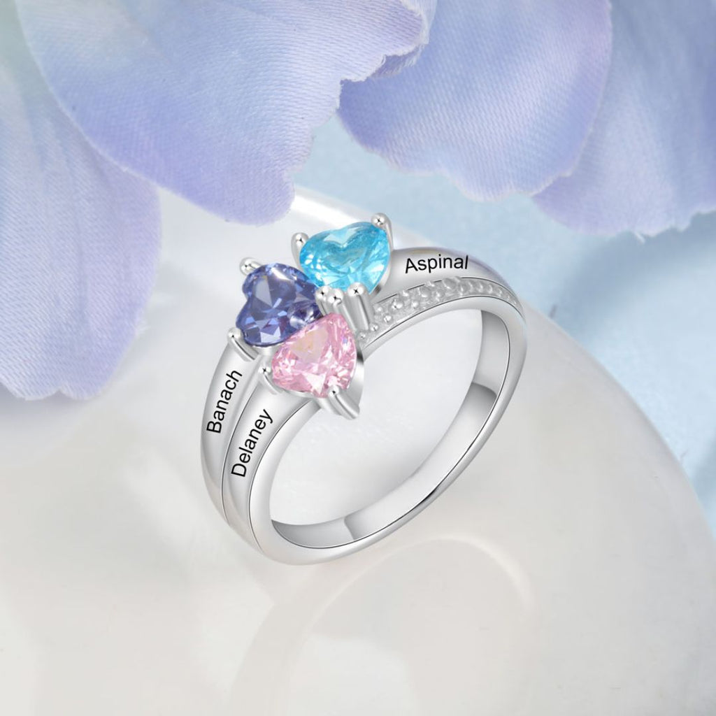 Anillo con nombres y piedras de nacimiento - Moroveta