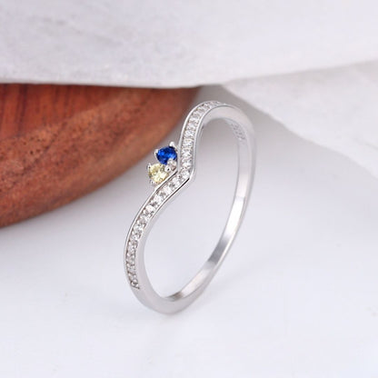 Anillo con piedras de nacimiento en v - Moroveta