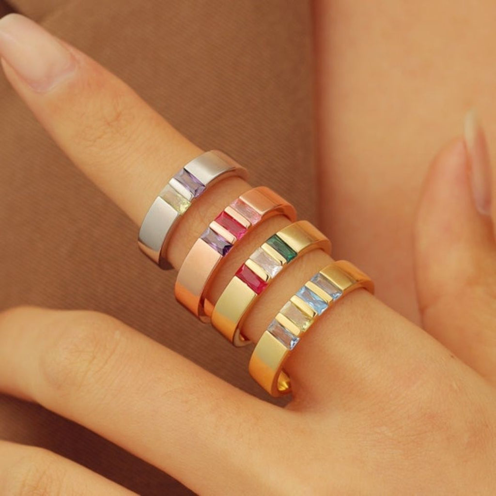 Anillo con piedras natales de los hijos - Moroveta