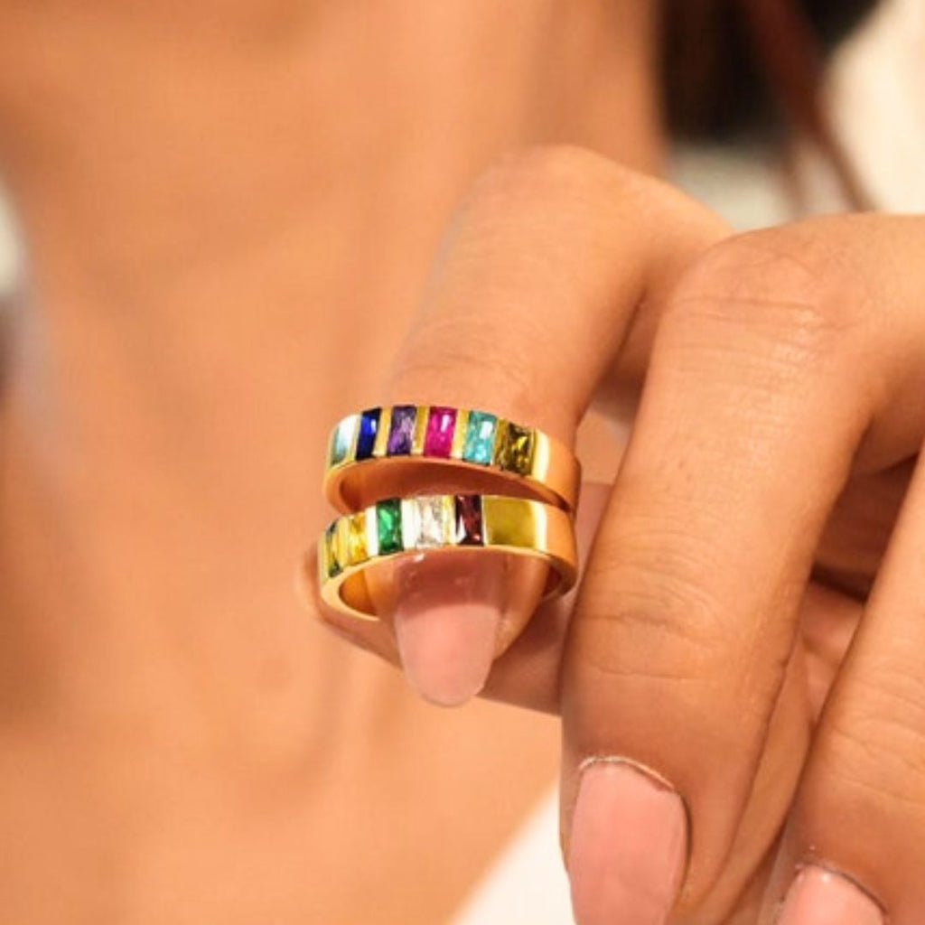Anillo con piedras natales de los hijos - Moroveta