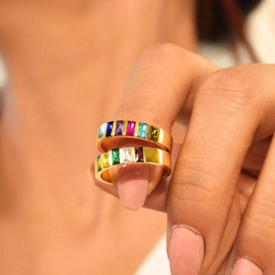 Anillo con piedras natales de los hijos - Moroveta