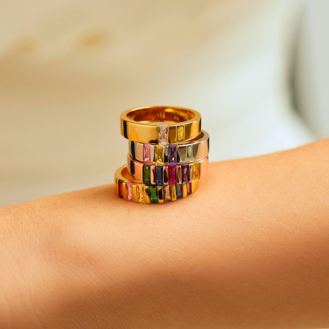 Anillo con piedras natales de los hijos - Moroveta