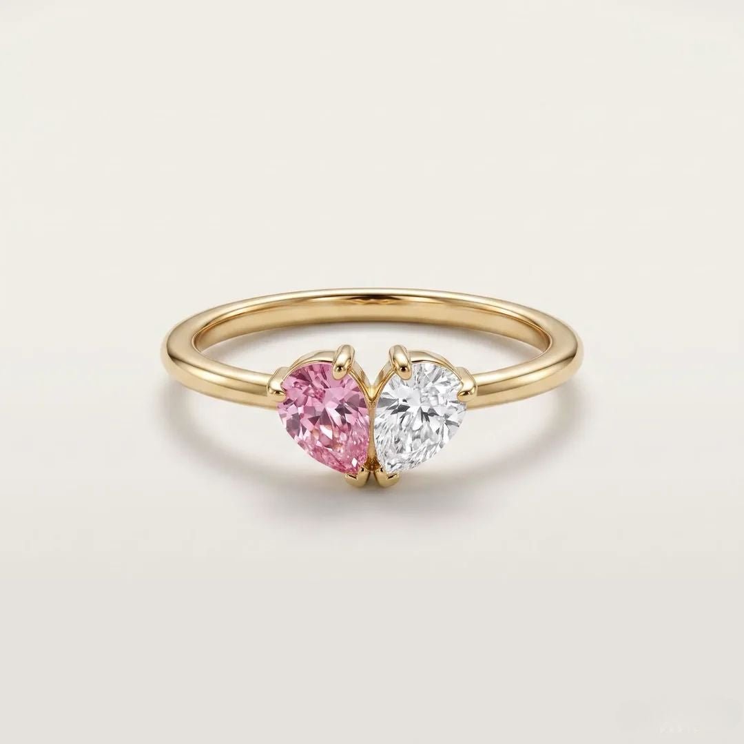 Anillo corazón con piedras de nacimiento - Moroveta