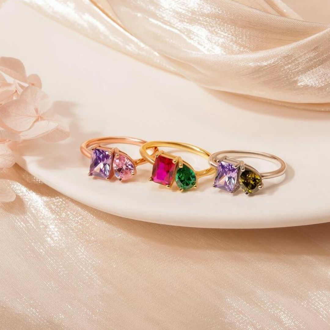 Anillo Doble Piedra de Nacimiento - Moroveta