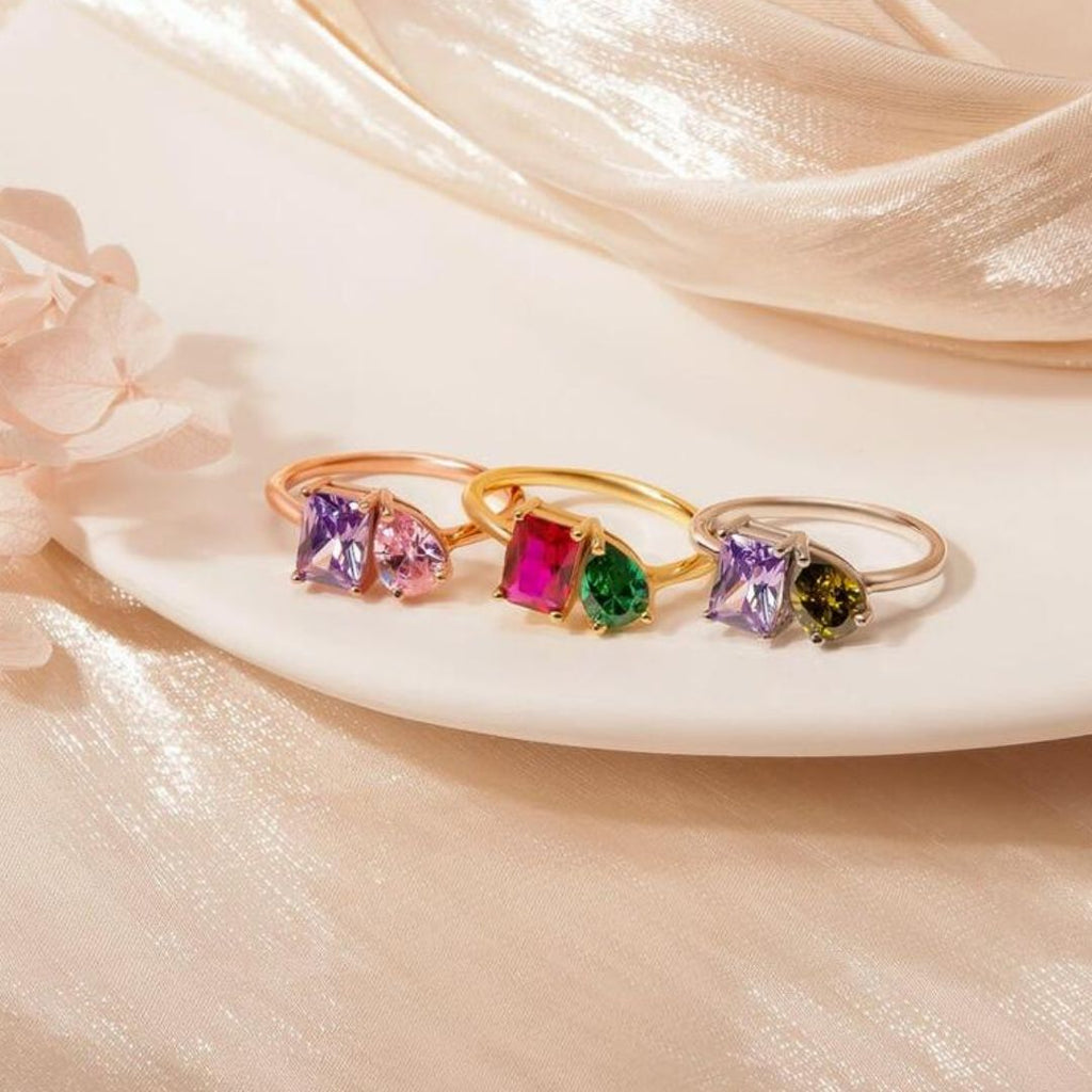 Anillo Doble Piedra de Nacimiento - Moroveta