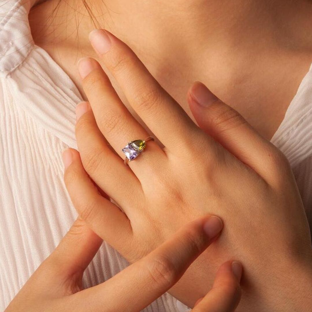 Anillo Doble Piedra de Nacimiento - Moroveta