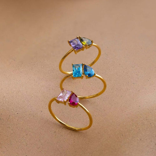 Anillo Doble Piedra de Nacimiento - Moroveta