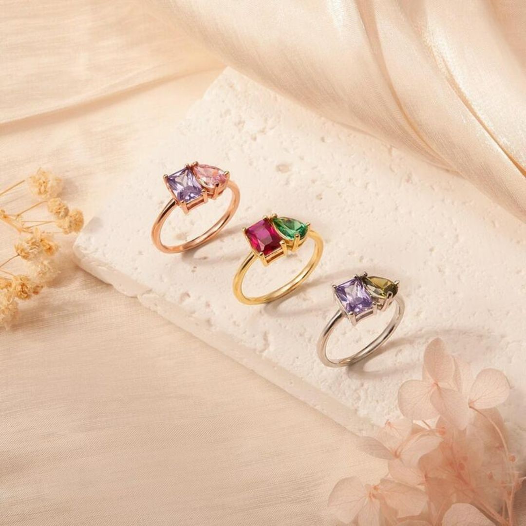 Anillo Doble Piedra de Nacimiento - Moroveta