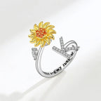 Anillo giratorio Girasol con inicial - Moroveta