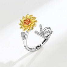 Cargar imagen en el visor de la galería, Anillo giratorio Girasol con inicial - Moroveta