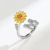 Anillo giratorio Girasol con inicial - Moroveta