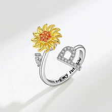 Cargar imagen en el visor de la galería, Anillo giratorio Girasol con inicial - Moroveta