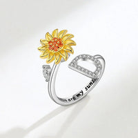 Anillo giratorio Girasol con inicial - Moroveta