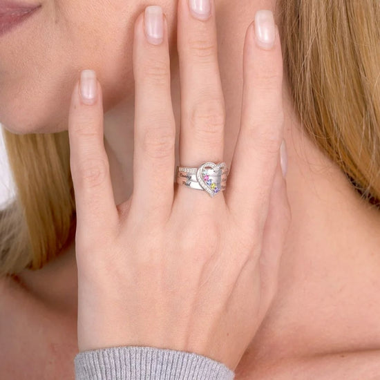 Anillo personalizable con nombres y piedras de nacimiento - Moroveta