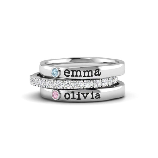 Anillo personalizado con nombres y piedras de nacimiento - Moroveta