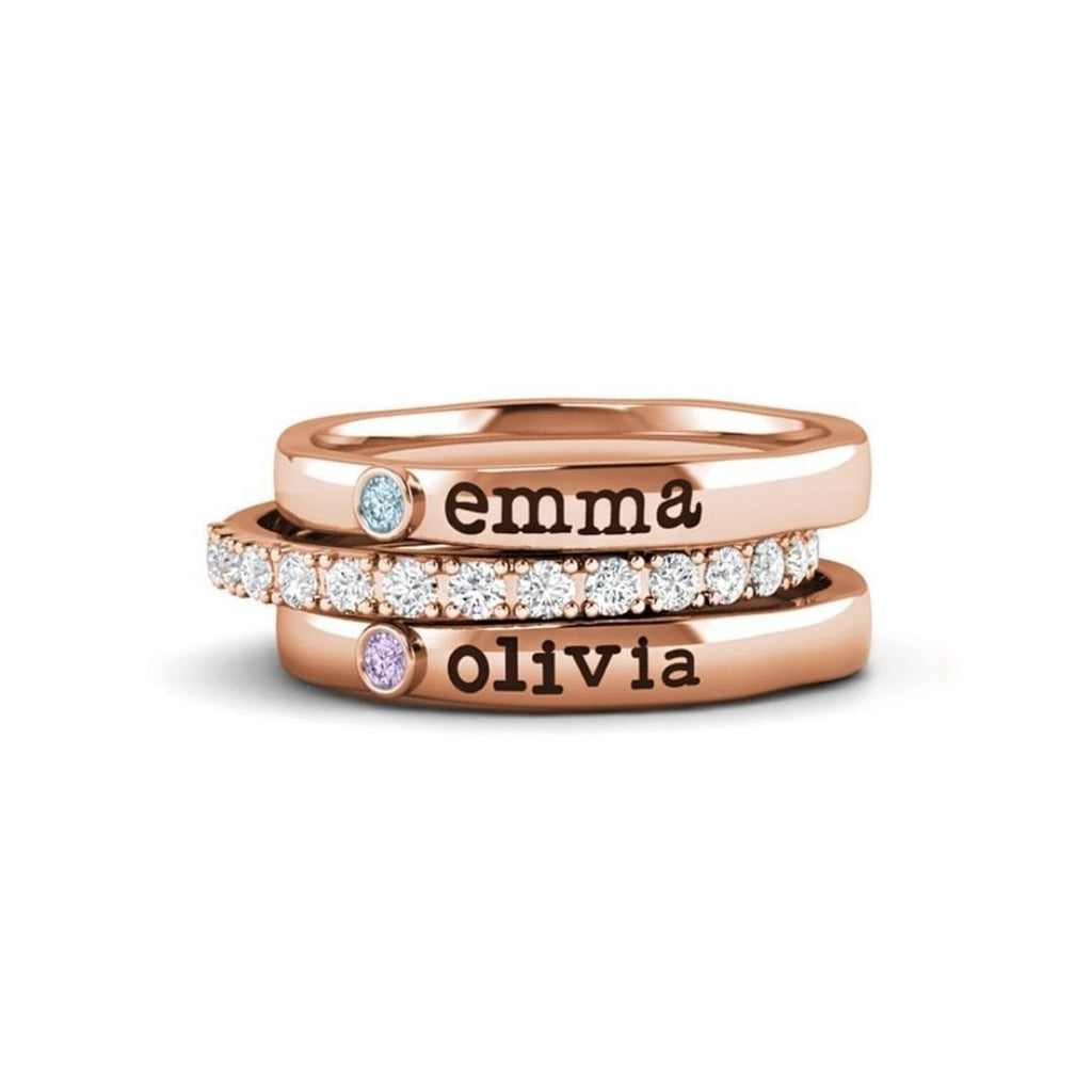 Anillo personalizado con nombres y piedras de nacimiento - Moroveta