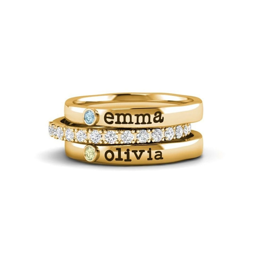 Anillo personalizado con nombres y piedras de nacimiento - Moroveta