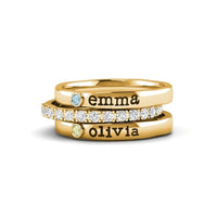 Anillo personalizado con nombres y piedras de nacimiento - Moroveta
