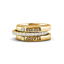Cargar imagen en el visor de la galería, Anillo personalizado con nombres y piedras de nacimiento - Moroveta