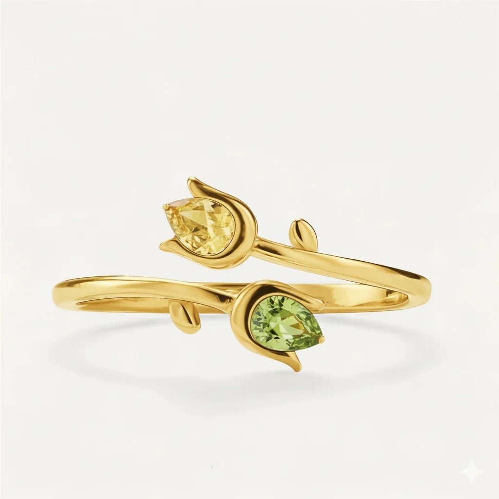 Anillo tulipán con piedras de nacimiento - Moroveta