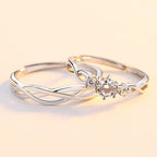 Anillos ajustables con cristal y eslabones entrelazados (2 piezas) - Moroveta