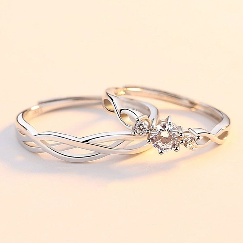 Anillos ajustables con cristal y eslabones entrelazados (2 piezas) - Moroveta