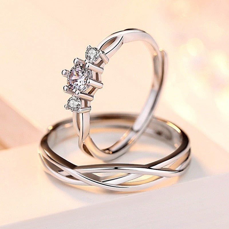Anillos ajustables con cristal y eslabones entrelazados (2 piezas) - Moroveta