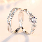 Anillos ajustables con cristal y eslabones entrelazados (2 piezas) - Moroveta