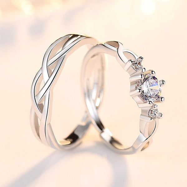Anillos ajustables con cristal y eslabones entrelazados (2 piezas) - Moroveta