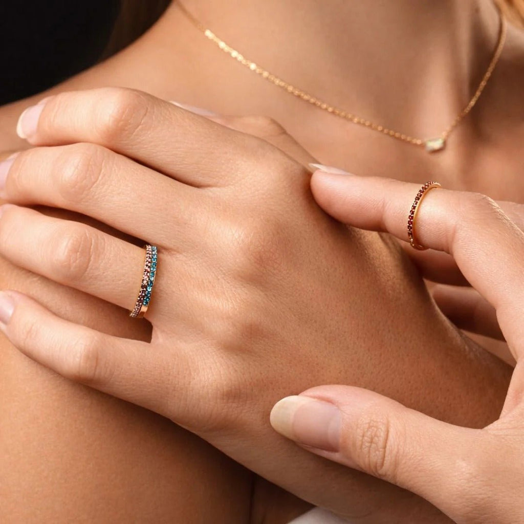 Anillos apilables con piedras de nacimiento - Moroveta