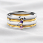 Anillos apilables con piedras de nacimiento y nombre personalizado - Moroveta