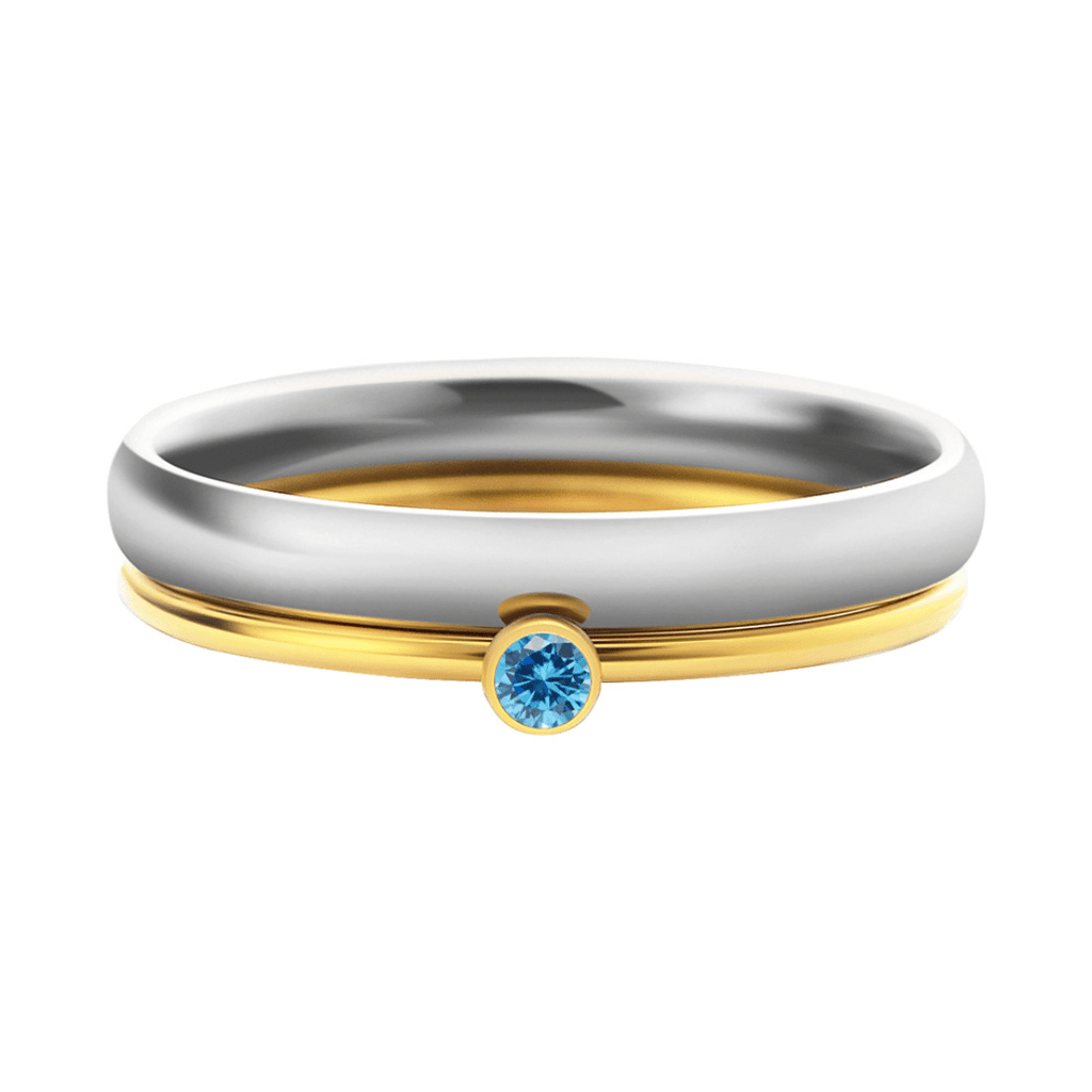 Anillos apilables con piedras de nacimiento y nombre personalizado - Moroveta