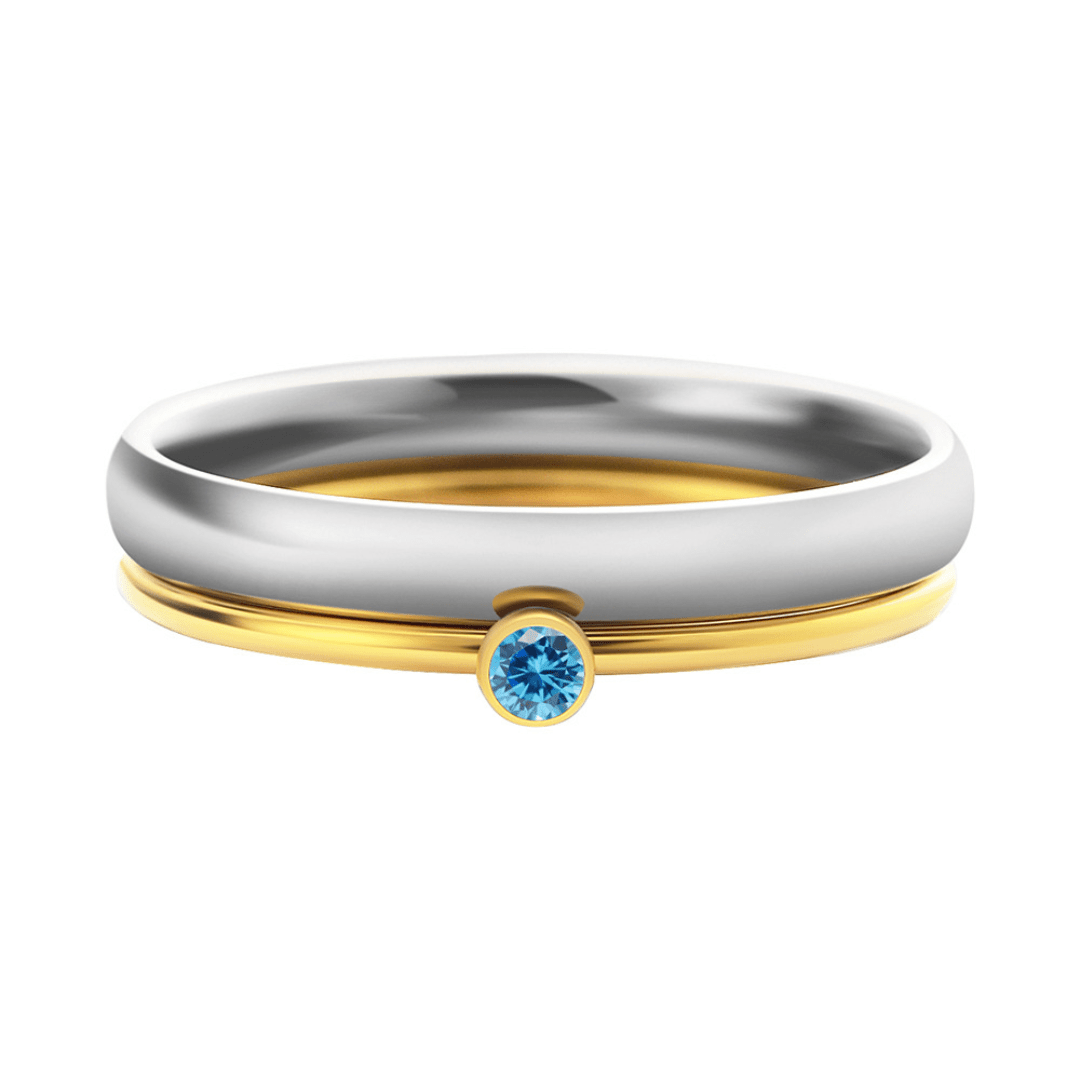 Anillos apilables con piedras de nacimiento y nombre personalizado - Moroveta
