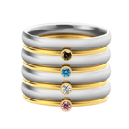 Anillos apilables con piedras de nacimiento y nombre personalizado - Moroveta