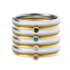 Anillos apilables con piedras de nacimiento y nombre personalizado - Moroveta