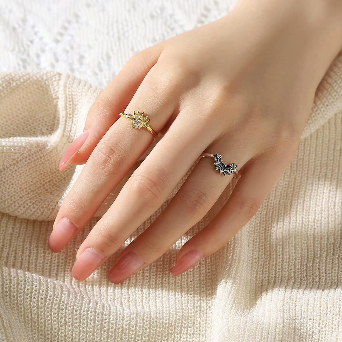 Anillos Sol y Luna celestiales - Moroveta