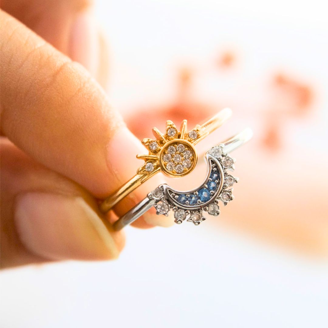 Anillos Sol y Luna celestiales - Moroveta