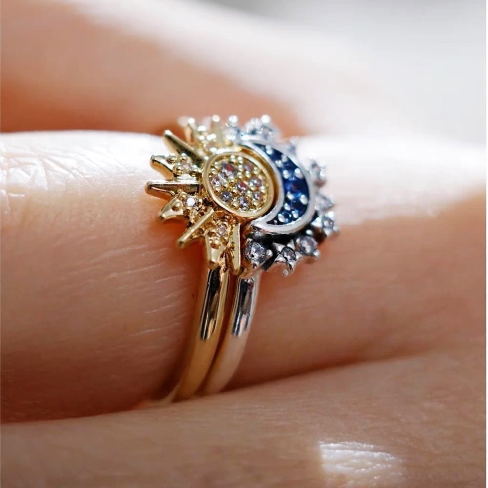 Anillos Sol y Luna celestiales - Moroveta