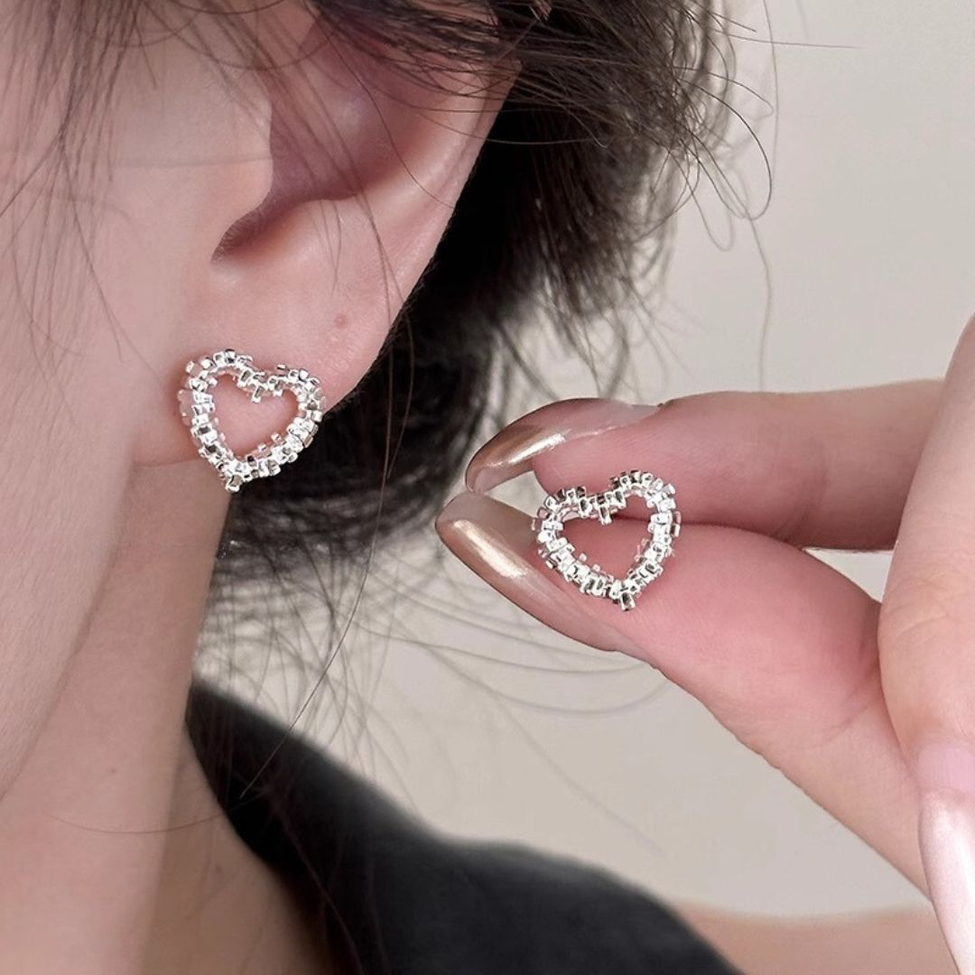Aretes de corazón brillantes - Moroveta