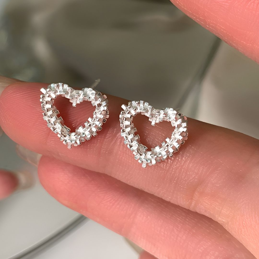 Aretes de corazón brillantes - Moroveta