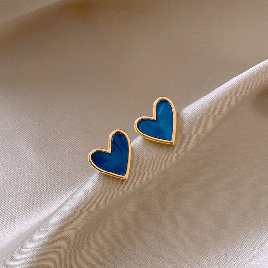 Aretes de corazón de nácar azul - Moroveta