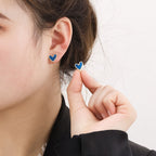 Aretes de corazón de nácar azul - Moroveta